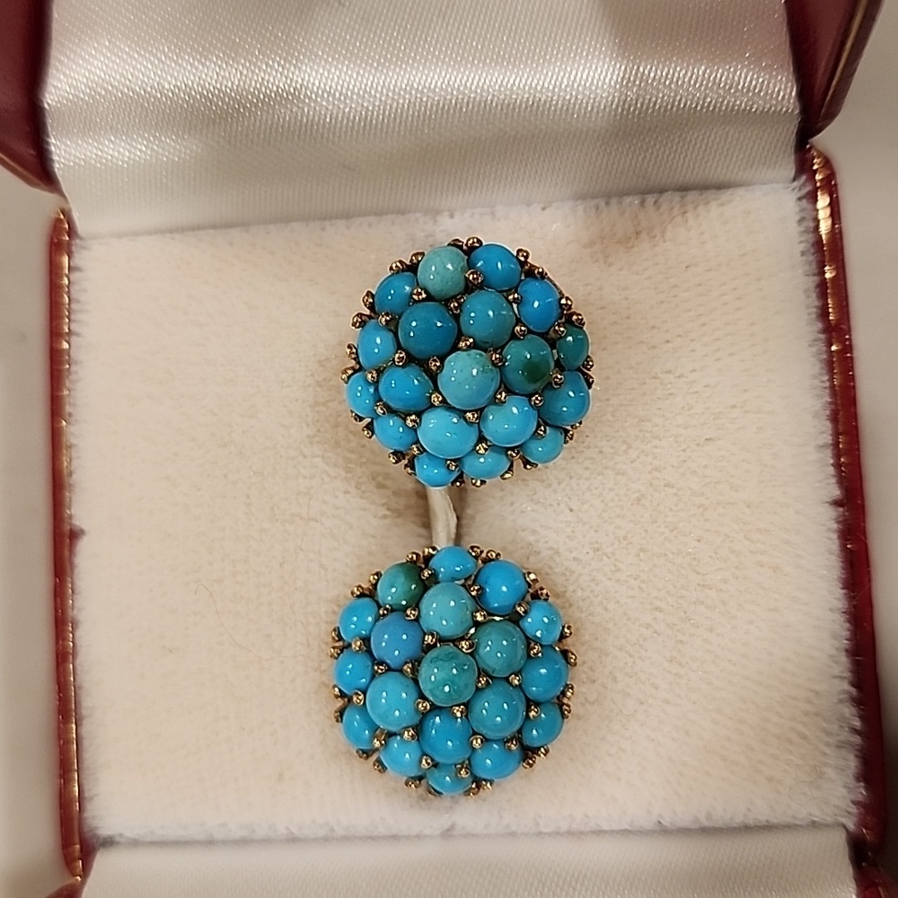 Vintage turquoise 18k earring set